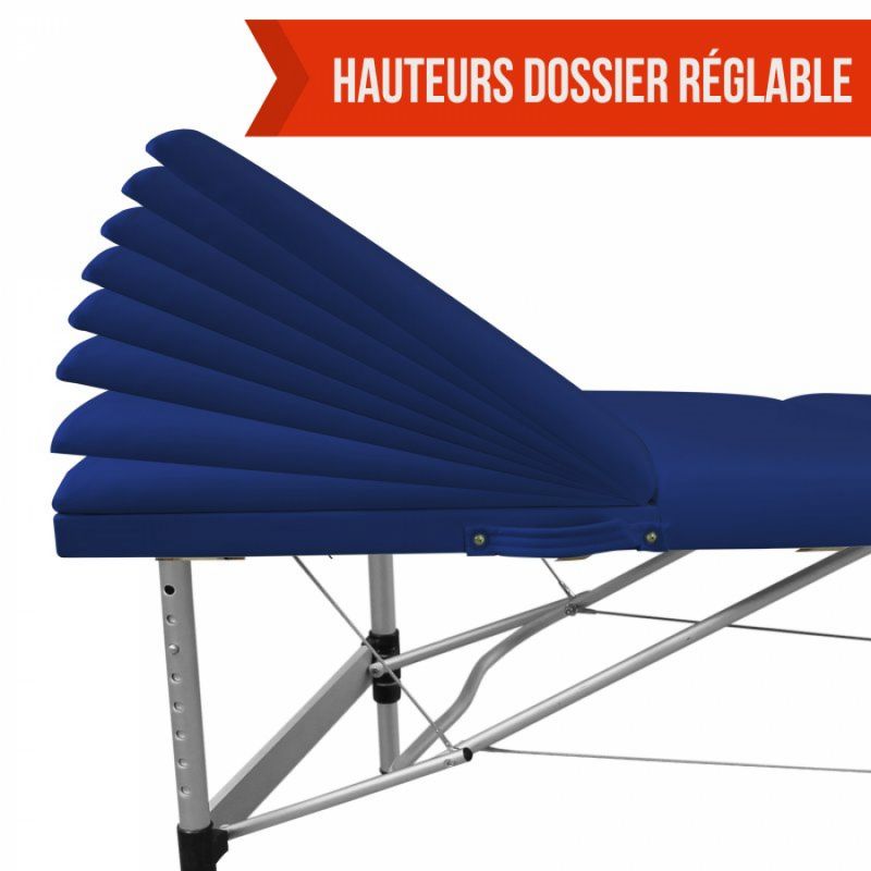 Table de massage aluminium - 3 Zones - Bleu azur