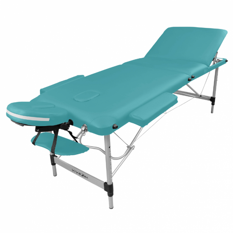 Table de massage aluminium - 3 Zones - Bleu turquoise