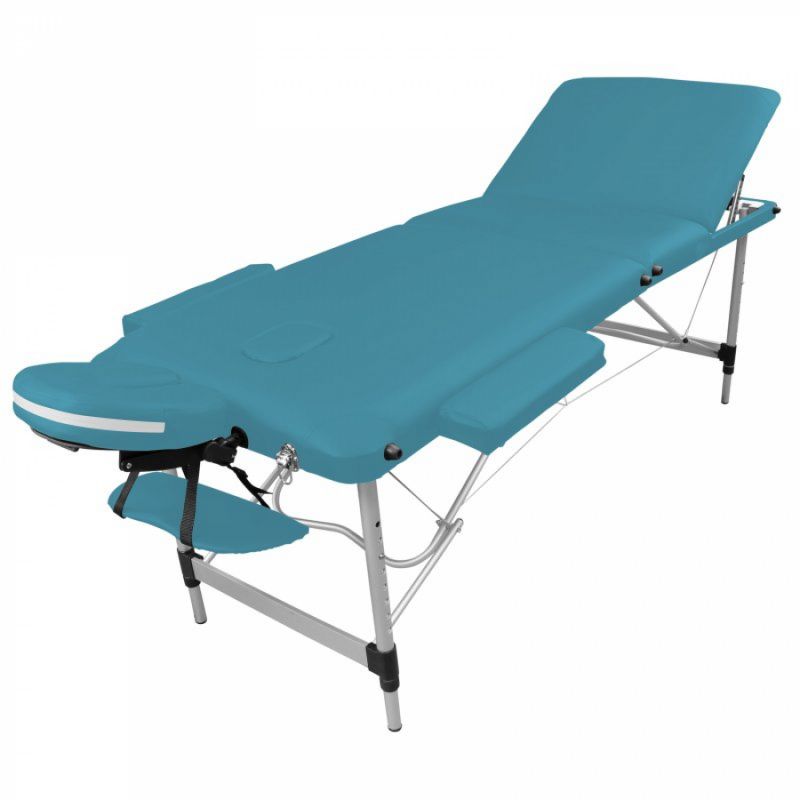 Table de massage aluminium - 3 Zones - Bleu turquoise