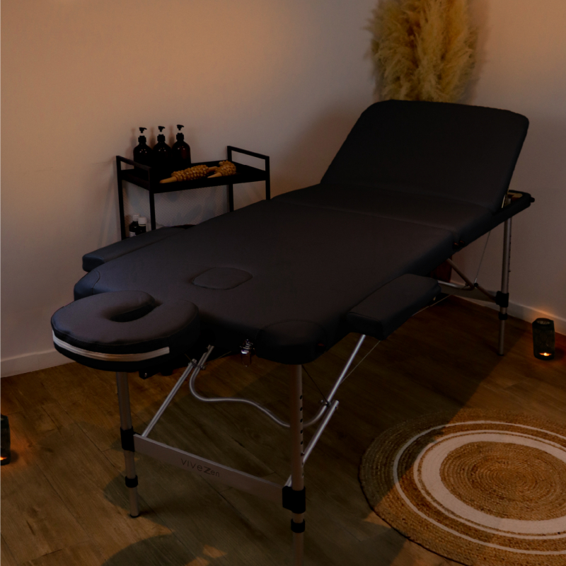 Table de massage aluminium - 3 Zones - Noir