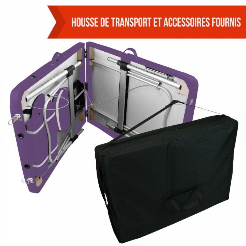 Table de massage aluminium - 3 Zones - Violet