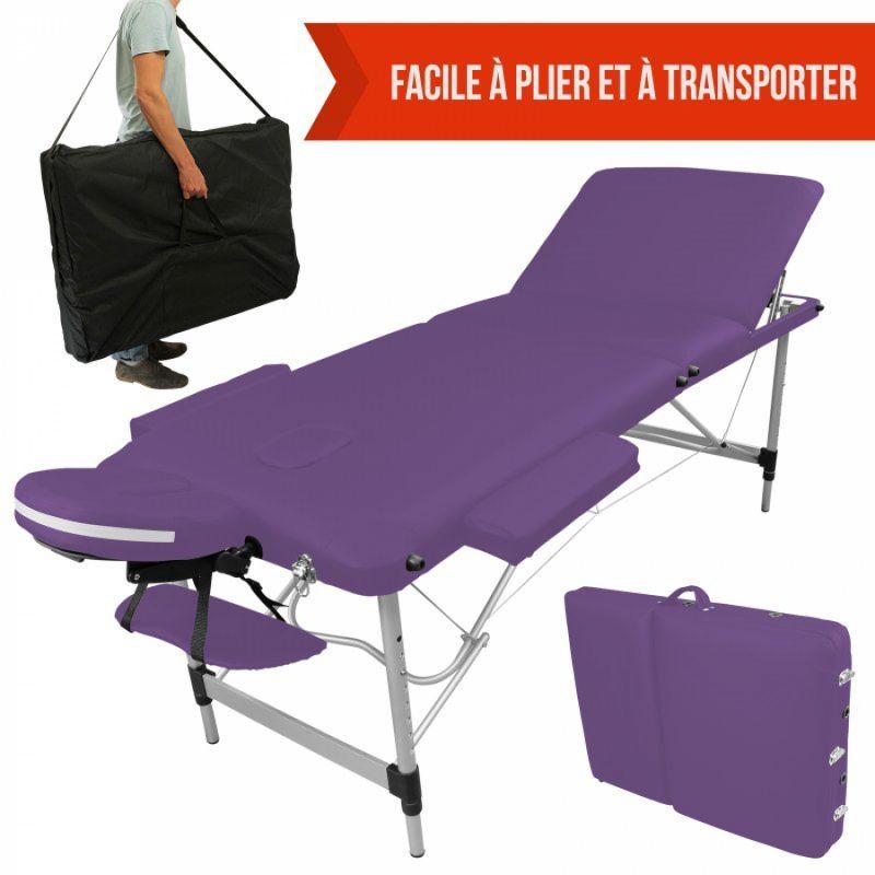 Table de massage aluminium - 3 Zones - Violet