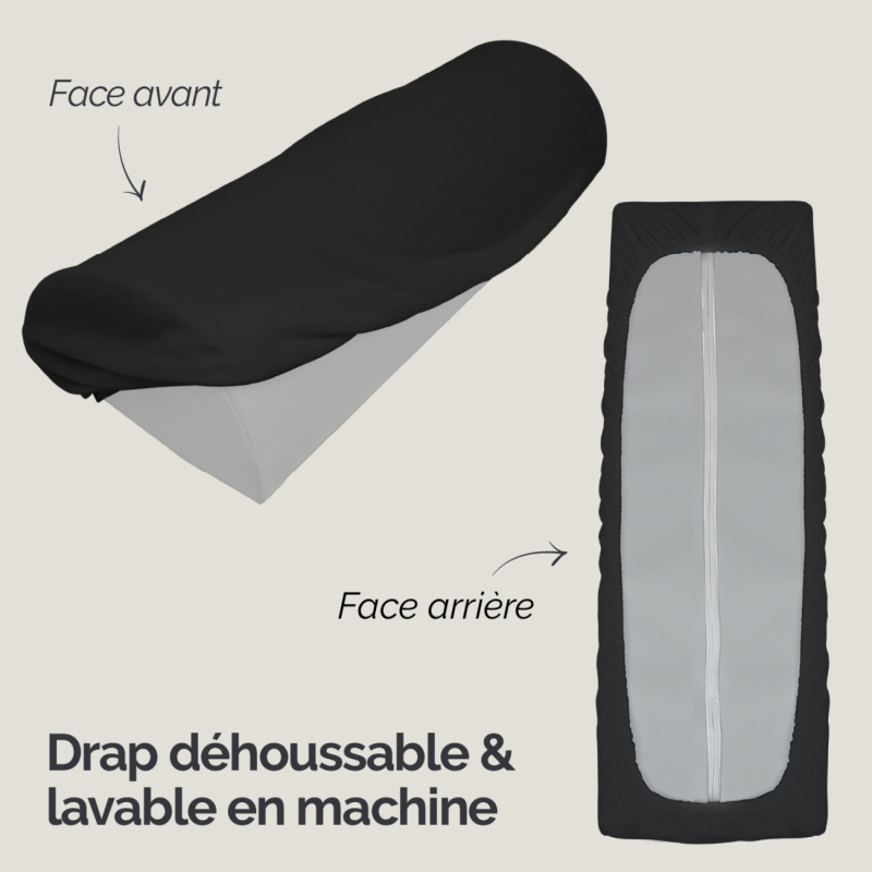 Drap-housse pour coussin demi rond - Éponge - Noir
