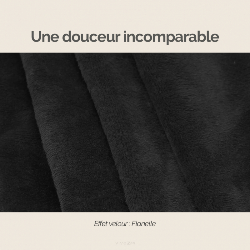 Plaid avec manches - Flanelle - Adulte - Noir
