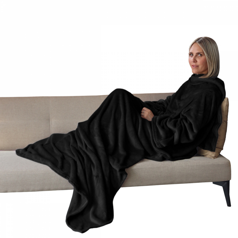 Plaid avec manches - Flanelle - Adulte - Noir