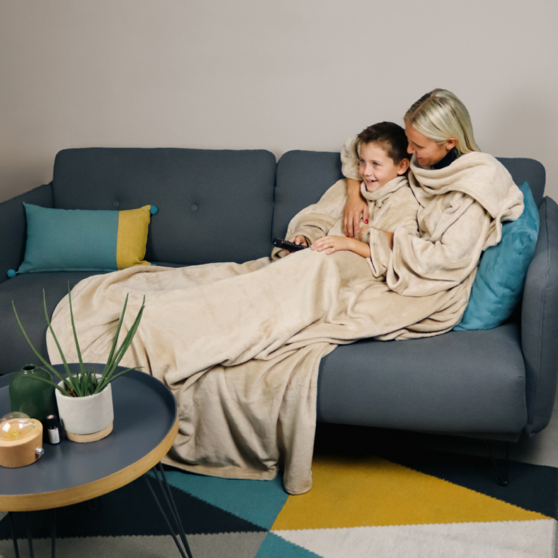 Plaid avec manches - Flanelle - Enfant - Beige