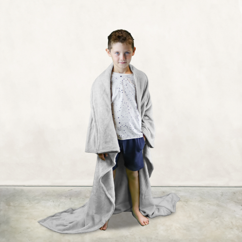 Plaid avec manches - Flanelle - Enfant - Gris