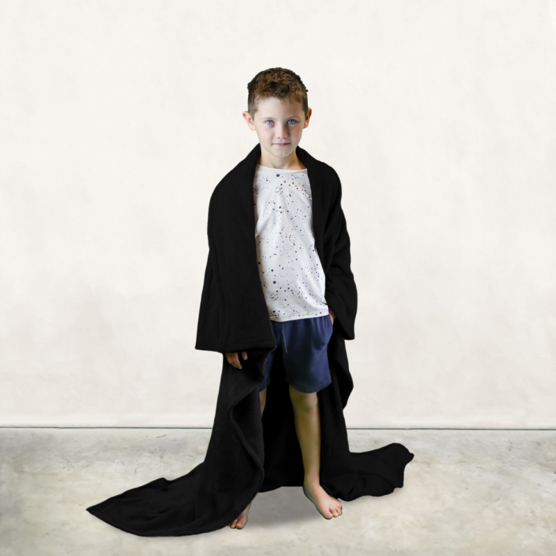 Plaid avec manches - Flanelle - Enfant - Noir