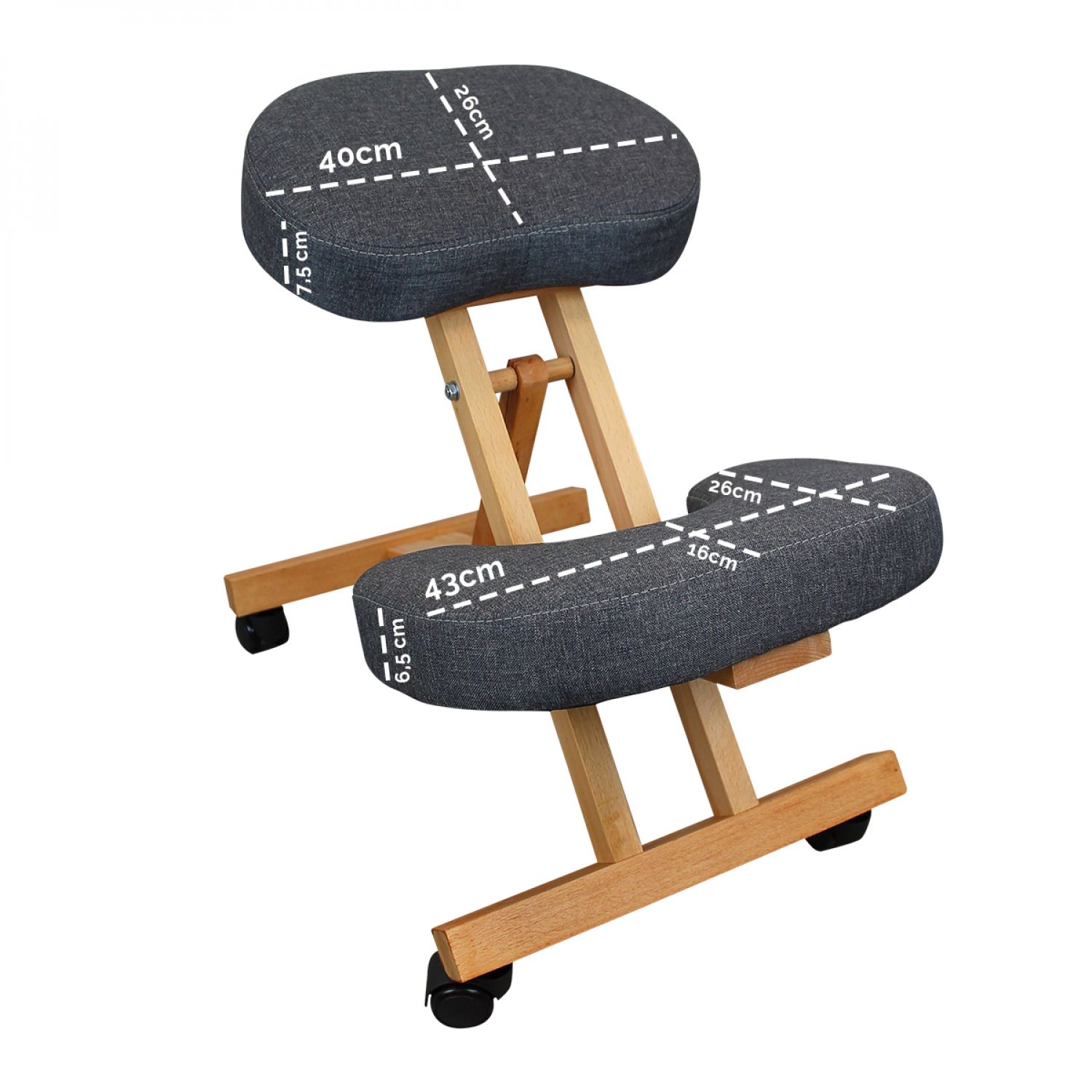 Siège ergonomique Kneeling A3B bleu roulettes Kneeling Tabouret