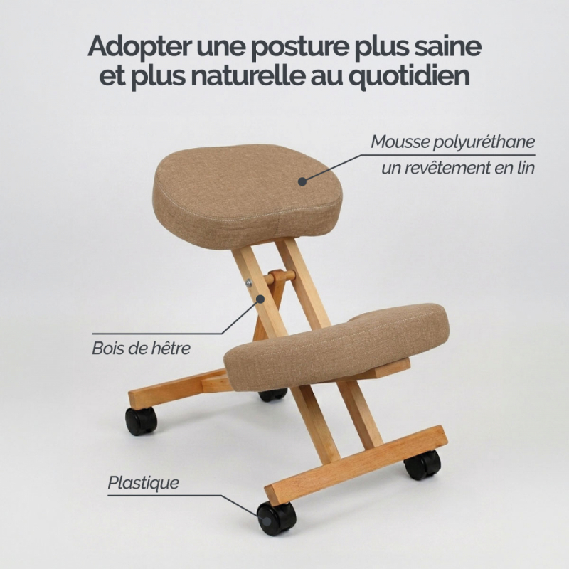 Siège assis genoux - Bois - Beige