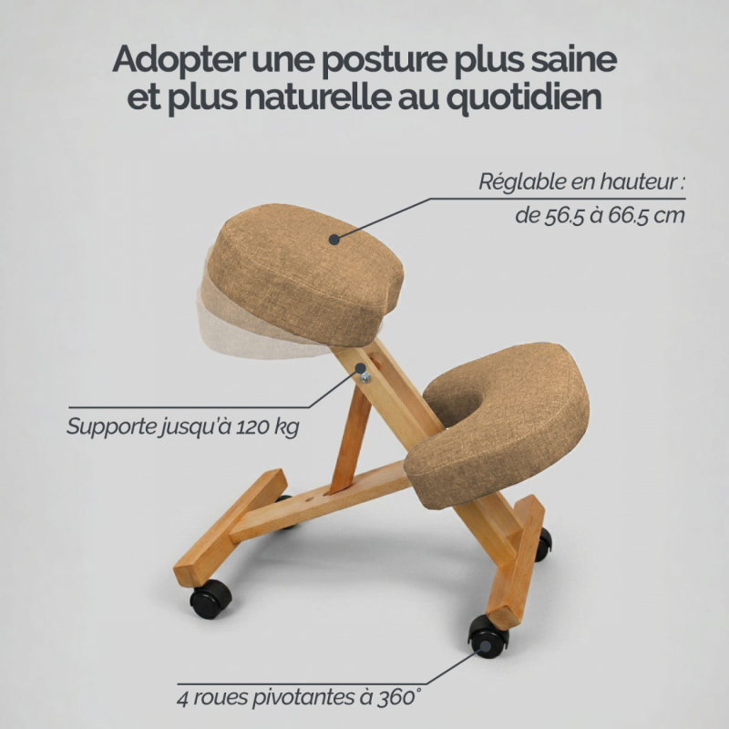 Siège assis genoux - Bois - Beige