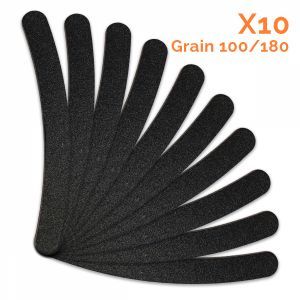 Lot de 10 limes à ongles banane premium - Grain 100/180 - Noir