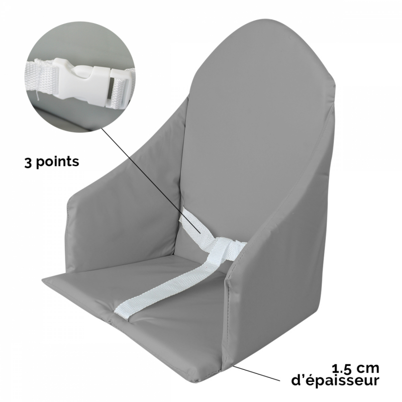 Coussin d'assise universel Miam pour chaise haute - Gris foncé uni