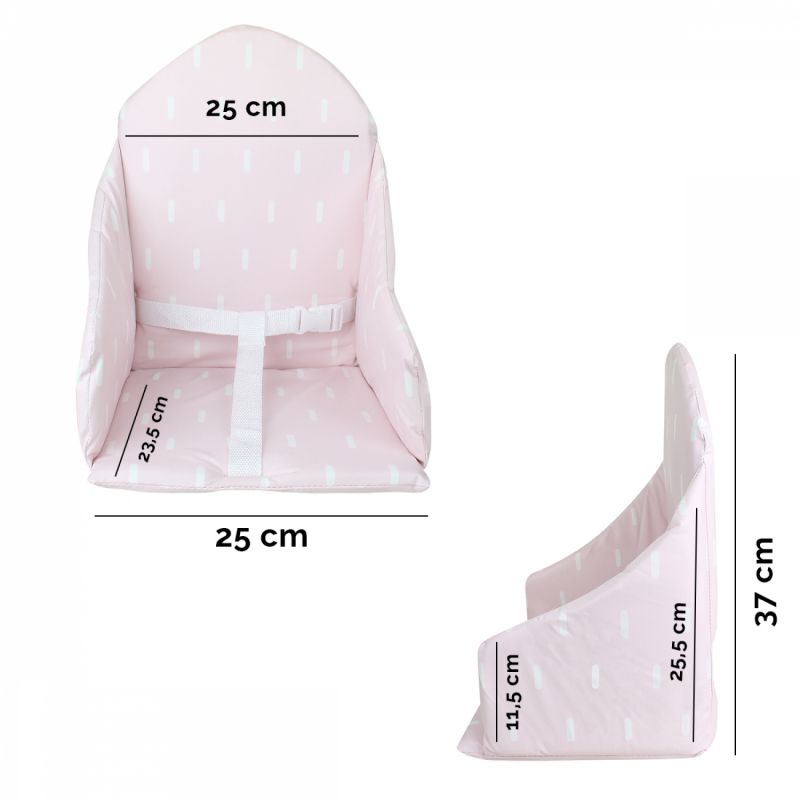 Coussin d'assise universel Miam pour chaise haute - Rose trait