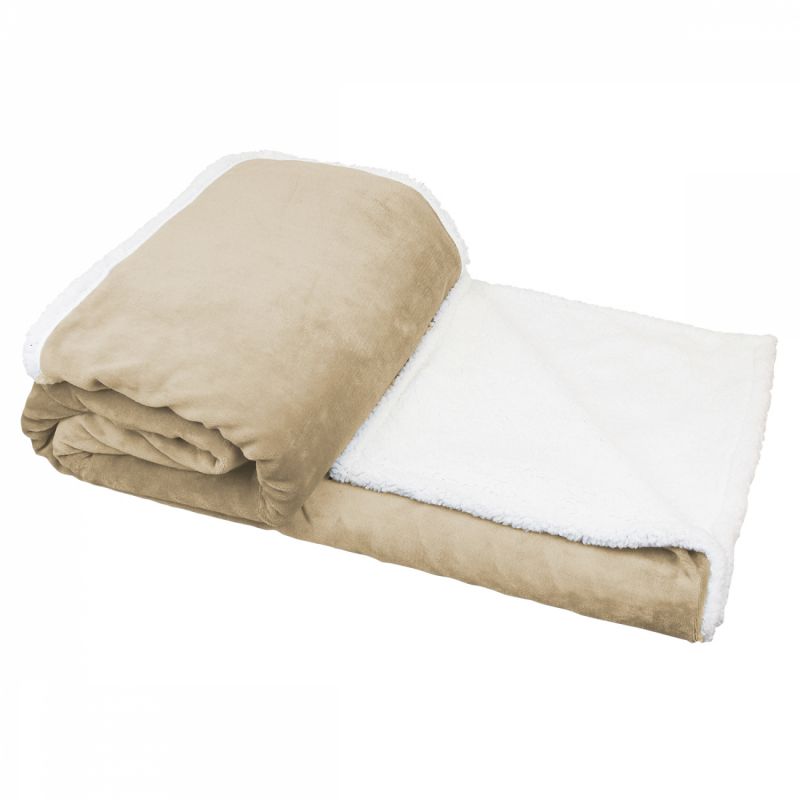 Plaid sherpa et flanelle - 150 x 200 cm - Beige