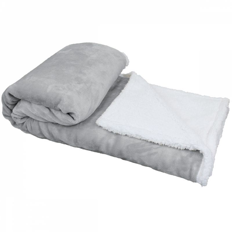 Plaid sherpa et flanelle - 150 x 200 cm - Gris