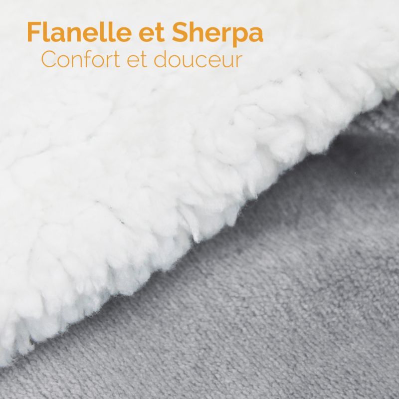 Drap-housse peluche laine 90 x 200 cm, gris, polaire, flanelle