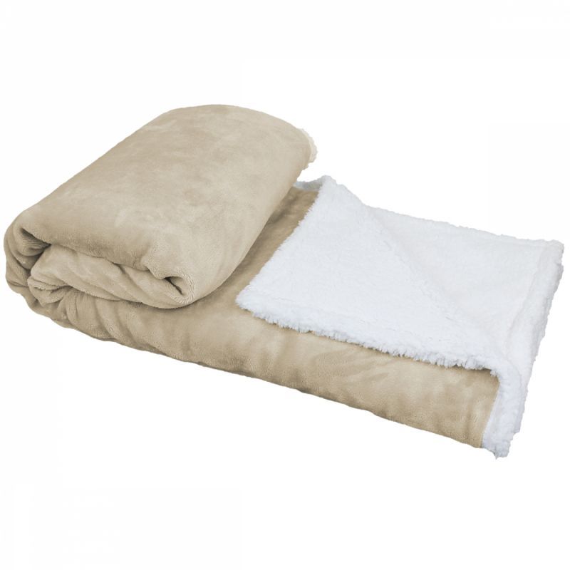 Plaid sherpa et flanelle XL - 220 x 240 cm - Beige