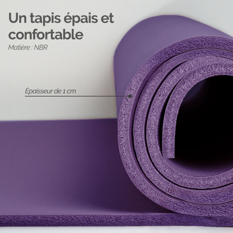 Tapis de yoga - 180 x 60 cm - Violet