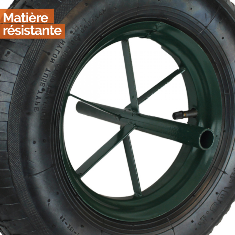Roue gonflable pour brouette - 4.8 / 4.00 - 8 - Alésage 20 mm