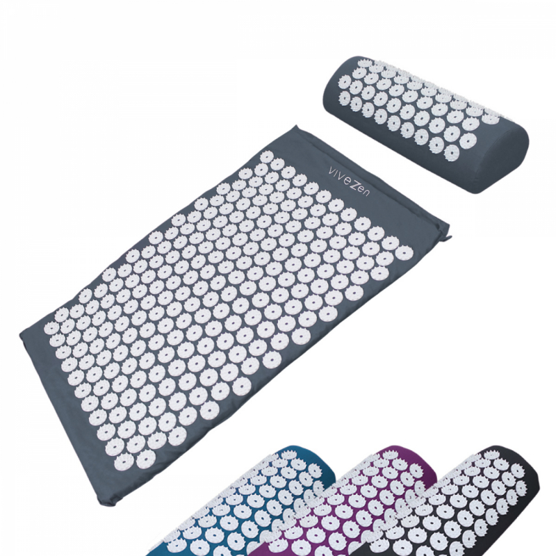 Tapis et coussin d'acupression 67 x 42 cm - Gris