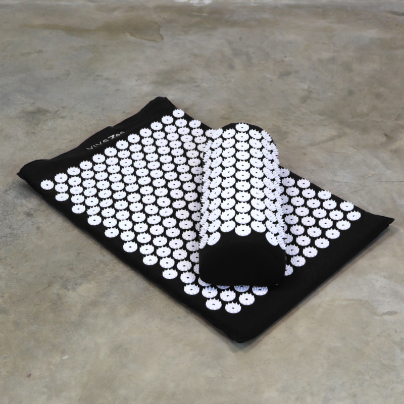 Tapis et coussin d'acupression 67 x 42 cm - Noir