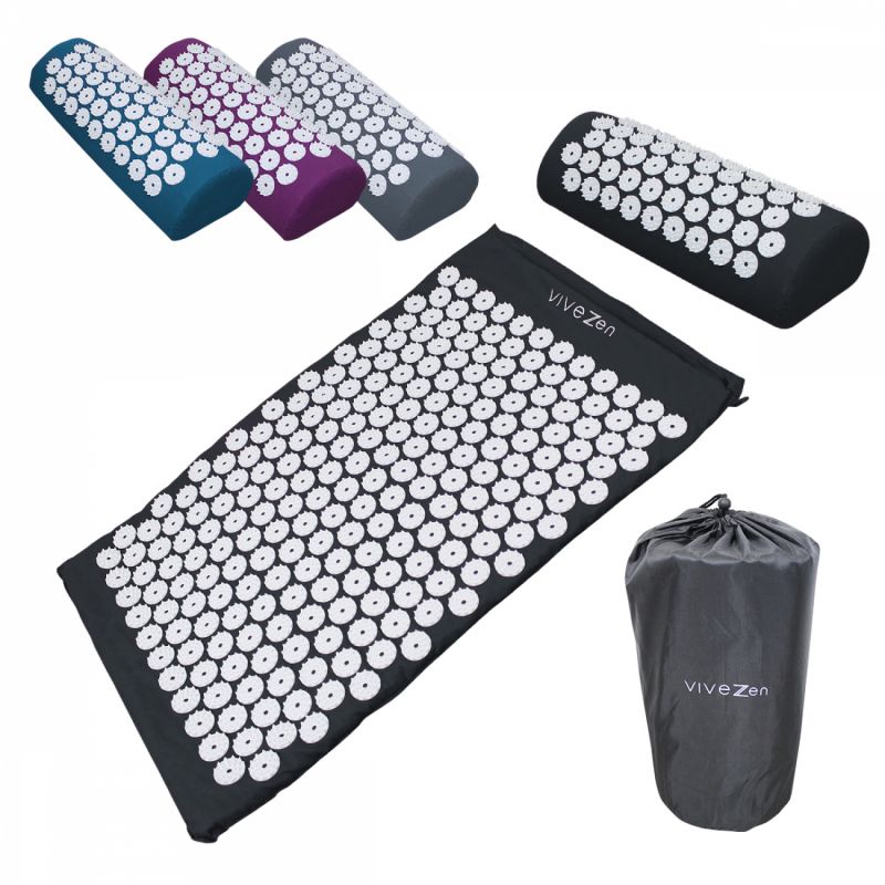 Tapis et coussin d'acupression 67 x 42 cm - Noir