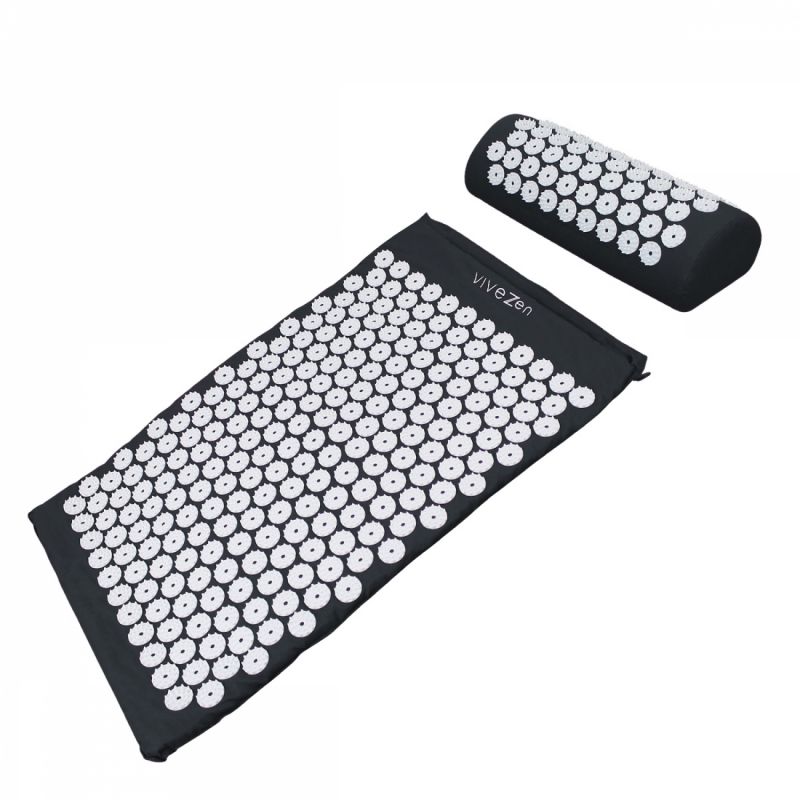 Tapis et coussin d'acupression 67 x 42 cm - Noir