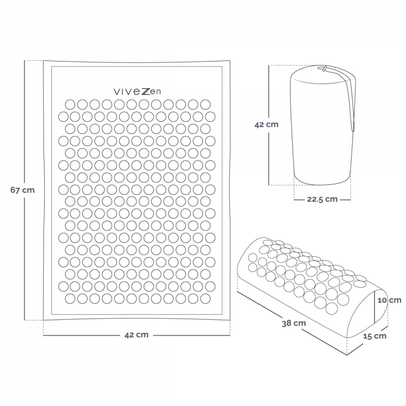 Tapis et coussin d'acupression 67 x 42 cm - Prune