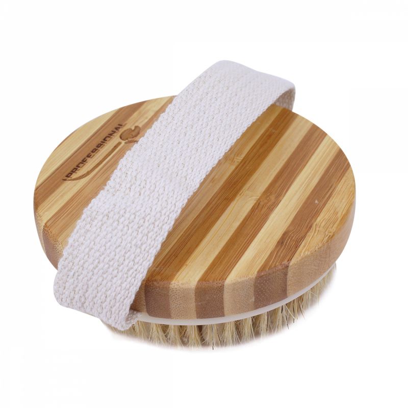 Brosse de drainage et de massage en bambou - 11 x 11 x 3,5 cm