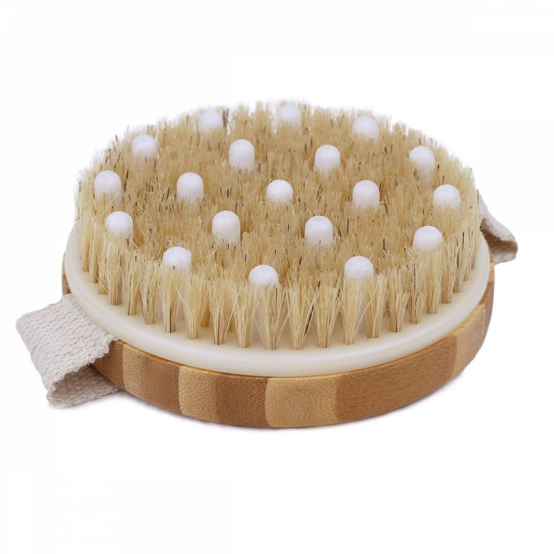 Brosse de drainage et de massage en bambou - 11 x 11 x 3,5 cm