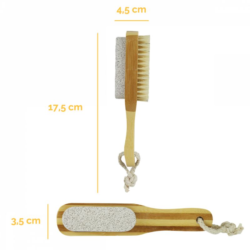 Brosse et pierre ponce avec manche en bambou - Double face