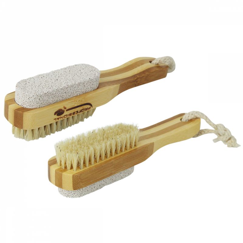 Brosse et pierre ponce avec manche en bambou - Double face