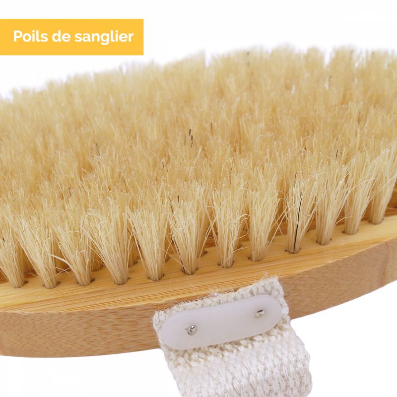 Brosse à poils avec manche en bambou amovible - 42 cm