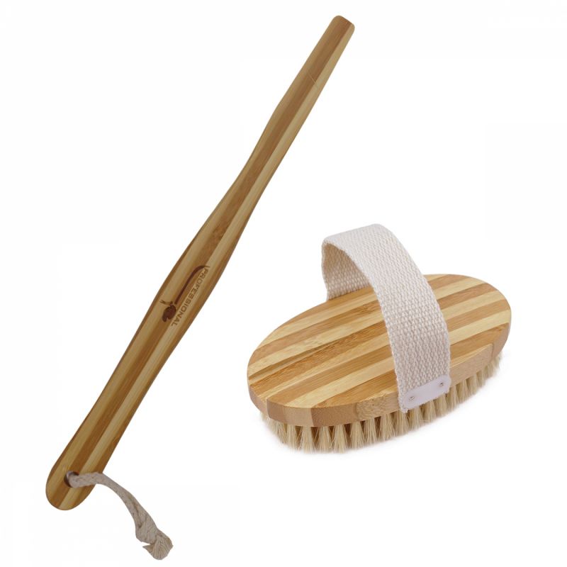 Brosse à poils avec manche en bambou amovible - 42 cm