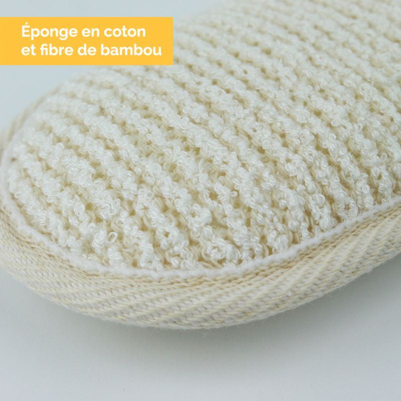 Éponge exfoliante en fibre de bambou - Double face - 13 x 8 x 3 cm