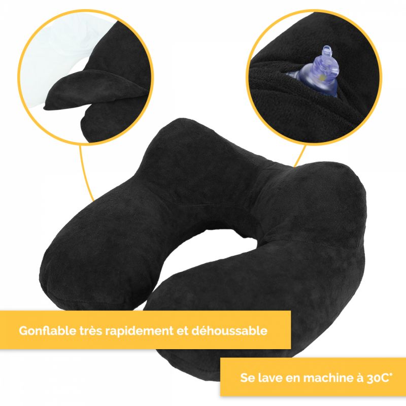 Coussin de voyage gonflable - Noir