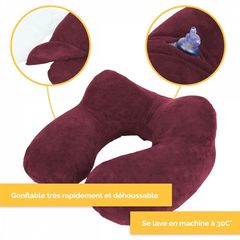 Coussin de voyage gonflable - Prune