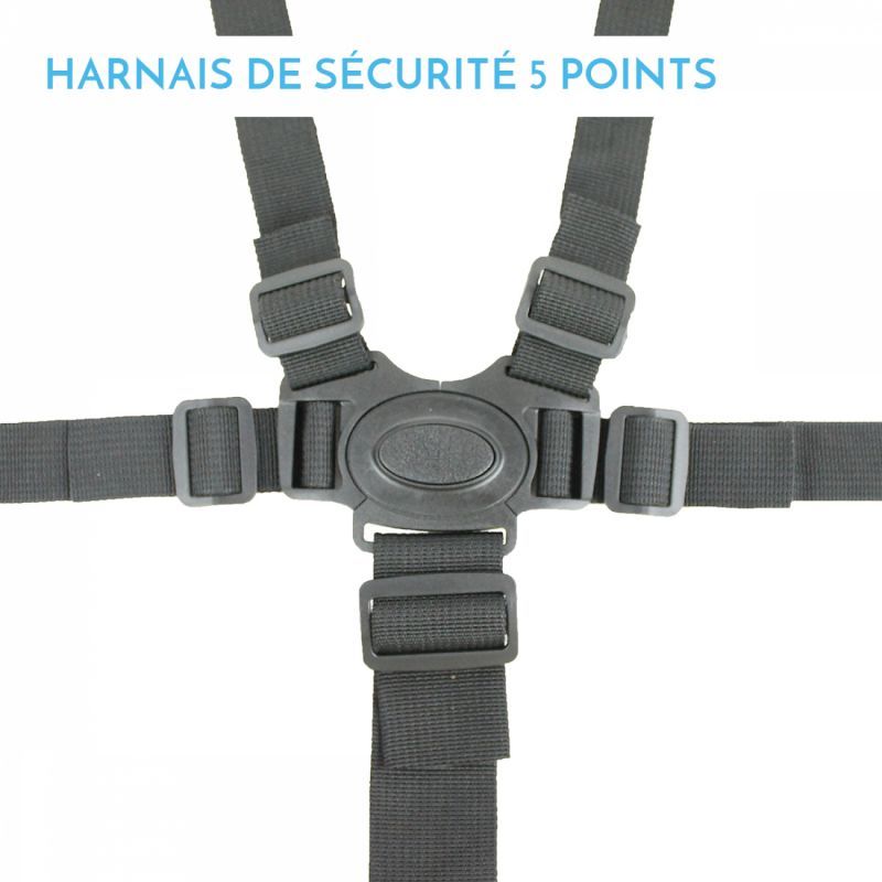 Harnais de sécurité 5 points universel pour chaise haute - Noir