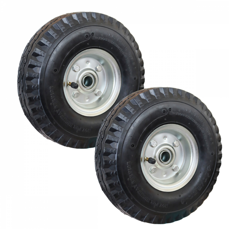 Lot de 2 roues gonflables pour chariot - 4.10 / 3.50 - 4 - Alésage 16 mm