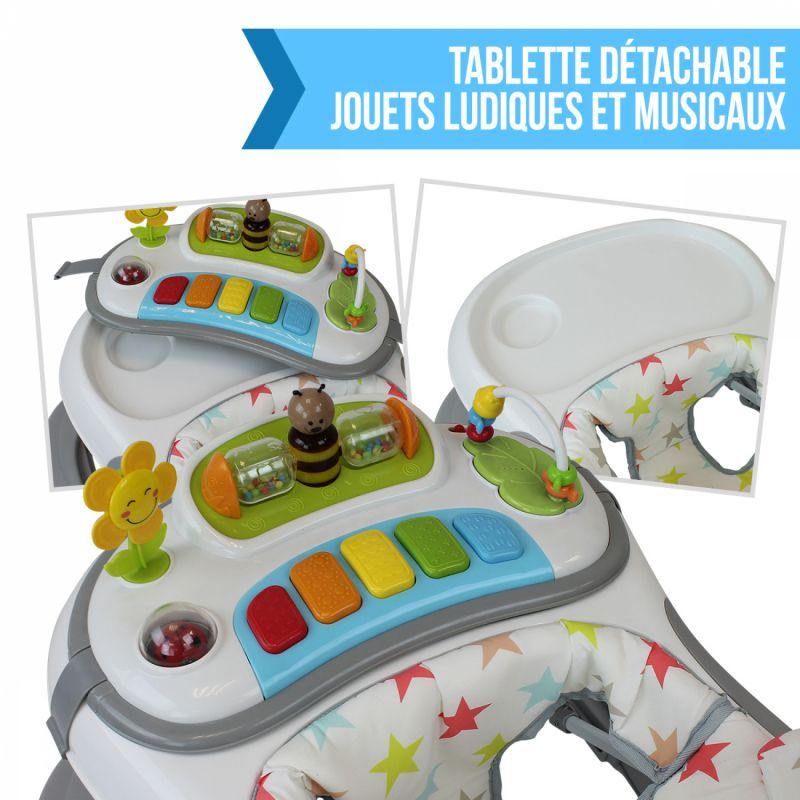 Trotteur Bébé - Stars - Gris