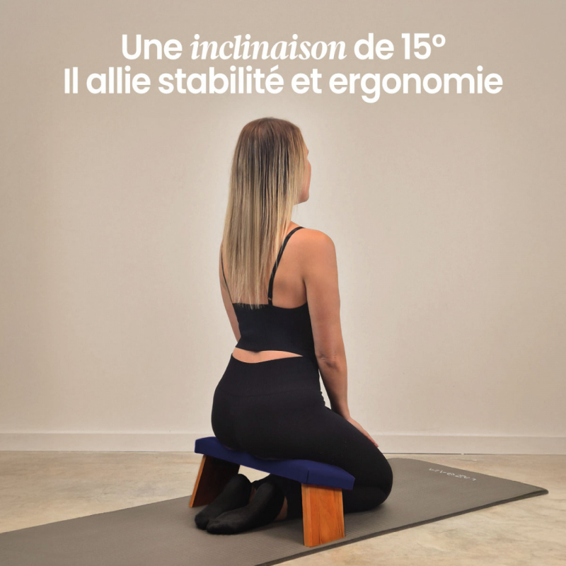 Banc de méditation pliant - Bois - Bleu