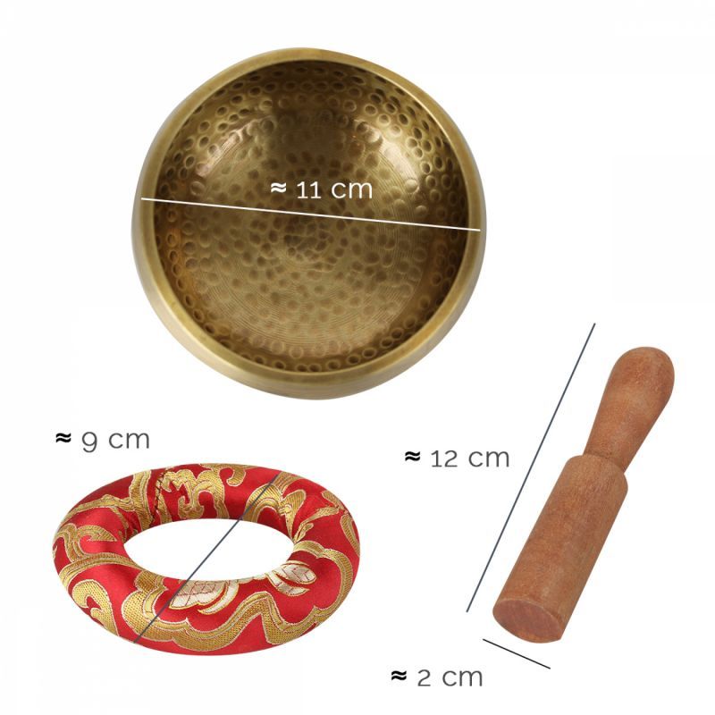 Kit de bol chantant tibétain - Diam 10 cm - Rouge