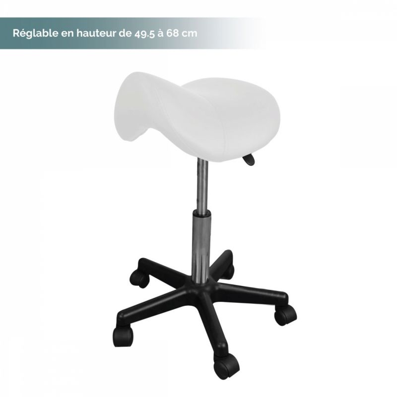 Tabouret ergonomique à roulettes - Blanc