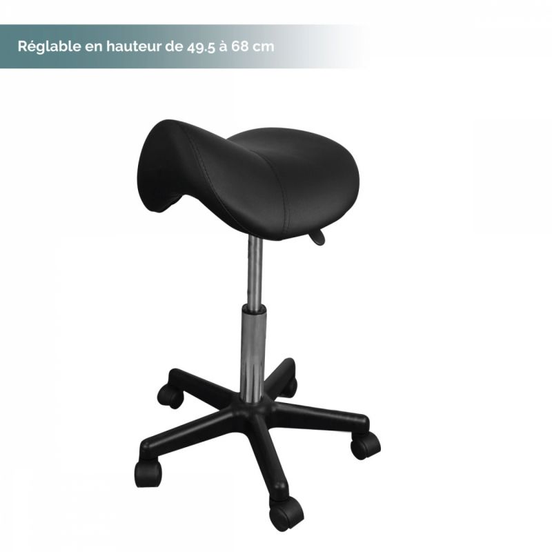 Tabouret ergonomique à roulettes - Noir