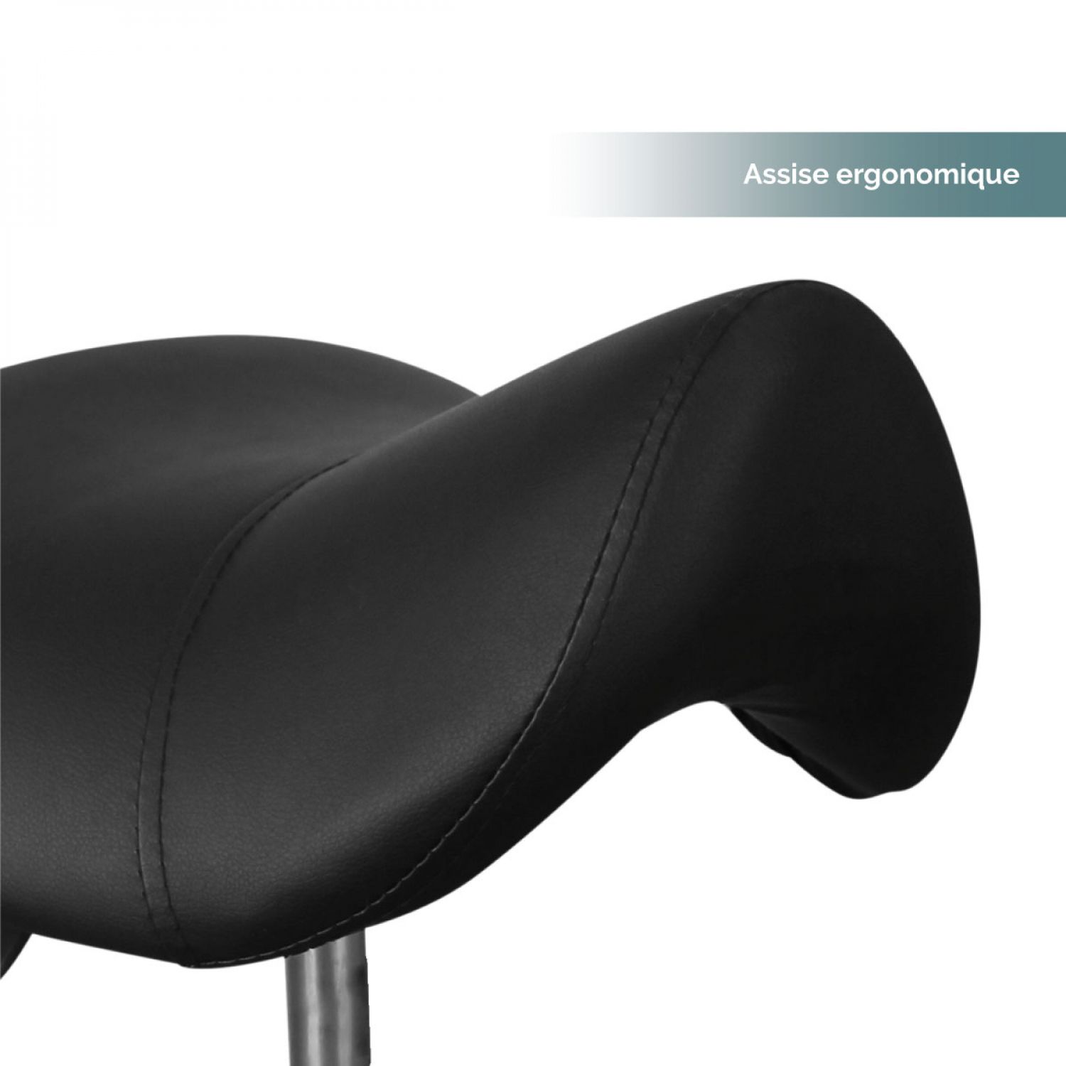 Tabouret selle roulant ergonomique réglable en hauteur en cuir PU avec  roulettes - Moustache® - Noir
