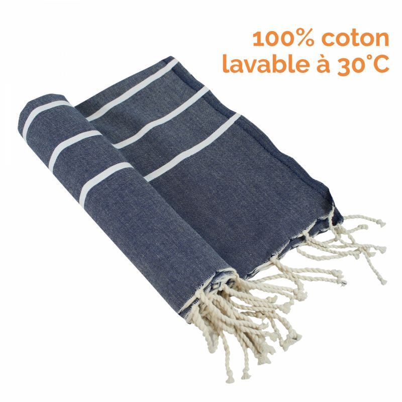 Fouta - Horizon - Bleu foncé et Blanc