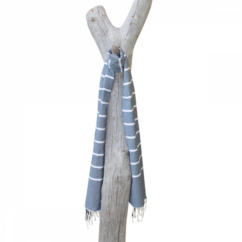 Fouta - Horizon - Bleu foncé et Blanc