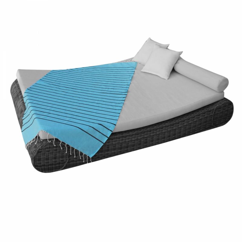 Fouta - Horizon - Bleu turquoise et Noir