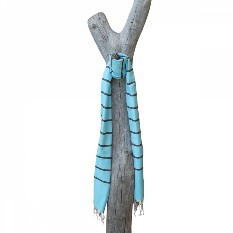 Fouta - Horizon - Bleu turquoise et Noir